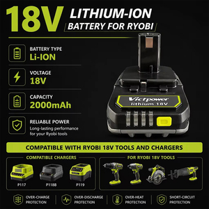 Batteries rechargeables au lithium-ion Victpower pour outils électriques Ryobss 18V 2.0Ah 2.5Ah 3.0Ah 1.5Ah P102 P103 P104 P105 P107 P109 - Product Image 2