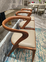 Chaises de salle à manger en bois et cuir robustes DISHI, chaise de salle à manger en bois massif et cuir