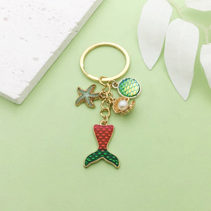 Green Oil Drip Alloy <b>Mermaid</b> Keychain Jewelry <b>Accessory</b> For Creative DIY Gifts - Product Image 4