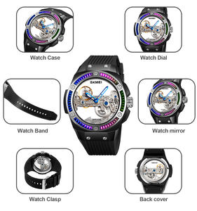 Reloj mecánico SKMEI M032 para hombre con caja de PC transparente y banda de silicona resistente al agua movimiento automático espejo de cristal - Product Image 6