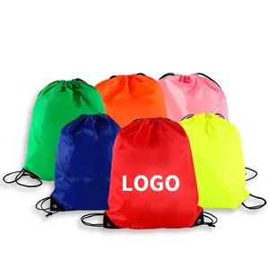 Custom eco friendly small polyester sports backpack drawstring bag