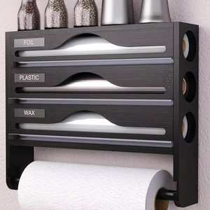 Wholesale Cling Film Tin Foil Compartment Cutter Box <b>Kitchen</b> Organizer Accessories Integrated <b>Paper</b> Towel Holder - Product Image 3
