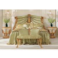 Ensemble de chambre à coucher de style royal, taille king, meubles en bois massif faits à la main, lit double sur mesure pour la maison