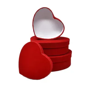 Valentine's Day Flower Packaging Red Heart Shape Nesting Cardboard Floral Gift Boxes for Bridesmaid Wedding Party Favor