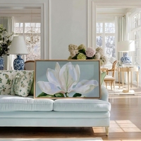 Impression murale florale blanche, peinture botanique vintage bohème, toile florale Cottagecore pour chambre, décoration côtière au-dessus du canapé