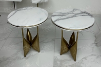 Table d'appoint moderne ronde en marbre Table console élégante en bois pour salons et hôtels avec pieds en métal