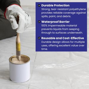Bâche en plastique 9FT x 12FT 1 Mil imperméable pour peinture et protection de sol - Product Image 4