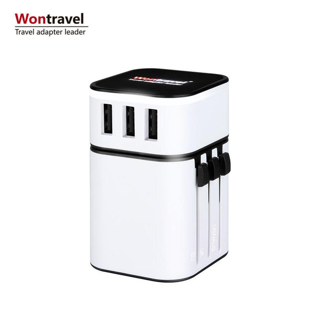 Factory Universal Power Adapter All-in-One 3 USB Type-C International Travel Adapter Fast Wall Charger for US EU UK AU ABS