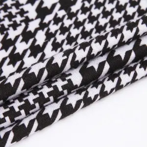 Houndstooth print new fashion ladies simple jersey fabric textile