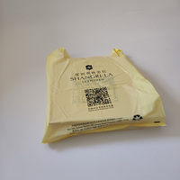 Sac de courses/supermarché personnalisé en PLA biodégradable et compostable, jaune clair, avec poignée gilet, à fond plat