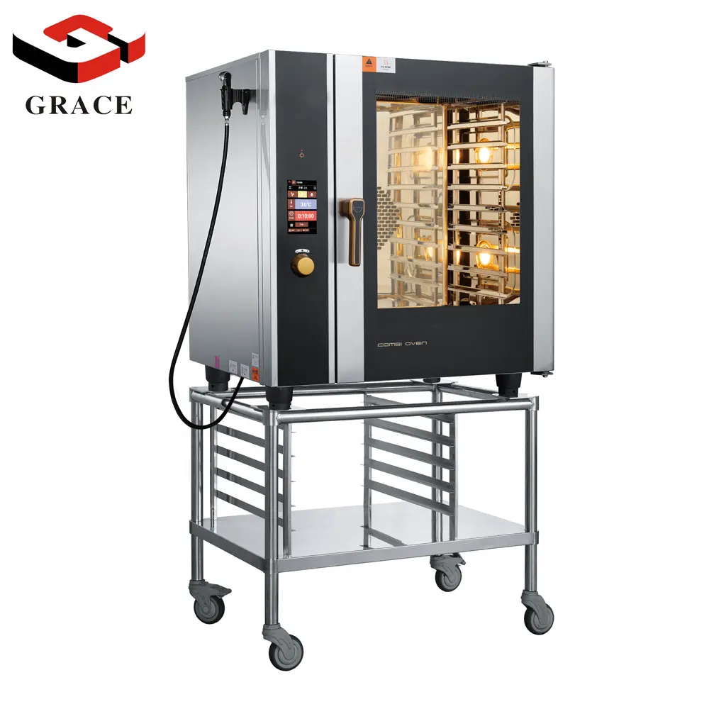 Forno a vapor universal para padaria e pão importado com tela sensível ao toque comercial de 10 camadas, forno de convecção para pizza e pato assado