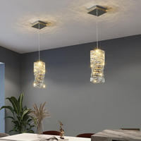 Lustre rectangulaire de luxe nordique en cristal K9 avec corps en acier inoxydable pour chambres d'hôtel, salles à manger, salons et petits halls d'entrée