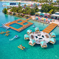 Plataforma Flotante Inflable Comercial Tipo Cabana con Tecnología Drop Stitch, Isla Flotante para Ocio Acuático, Ideal para Resorts y Fiestas en el Mar