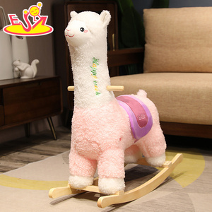 Cartone animato <span class=keywords><strong>grigio</strong></span> elefante peluche <span class=keywords><strong>cavallo</strong></span> a dondolo-Base in legno grandi orecchie giocattolo per bambini e bambini W16D182 - Product Image 4