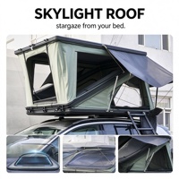 Tente de toit rigide 2-3 personnes, quatre saisons, pliable, imperméable, avec matelas, éclairage LED, ouverture automatique rapide et échelle