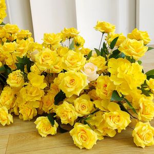Flor <span class=keywords><strong>de</strong></span> Seda Amarilla <span class=keywords><strong>en</strong></span> Oferta, Flor Artificial <span class=keywords><strong>para</strong></span> Decoración <span class=keywords><strong>de</strong></span> Bodas, Fiestas, Hoteles, Fondo <span class=keywords><strong>de</strong></span> Pared, Adorno <span class=keywords><strong>para</strong></span> Camino <span class=keywords><strong>de</strong></span> <span class=keywords><strong>Mesa</strong></span> - Product Image 5