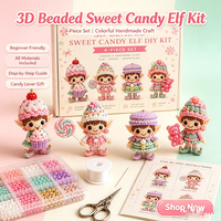 Kit DIY Elfe Perlé 3D 4 Pièces, Ensemble de Création de Mini Poupées Perlées Faites à la Main, Kit de Perlage DIY Adapté aux Débutants, Cadeau de Festival, Ornement de Table pour la Maison
