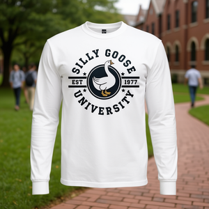 Silly Goose University Long Sleeve <b>T</b>-<b>Shirt</b> Vintage <b>Meme</b> Design Unisex Adult Size - Product Image 3