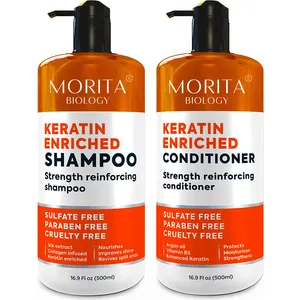 Sulfate Free Deep Treatment w/ Morocco Argan Oil Anti Frizz for Dry Hair and Extra Shine Keratin Shampoo and Conditioner Set