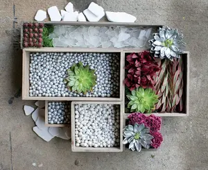 Conjunto de caixa de plantador de madeira rústica, suporte quadrado de flor