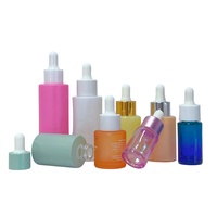 Flacon compte-gouttes en verre pour soins de la peau, cylindrique, irisé, effet arc-en-ciel holographique, épaule plate, pour huile essentielle, sérum, collyre 30ml