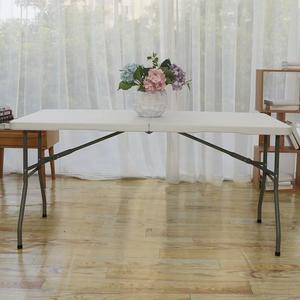 Tavolo Pieghevole Portatile Rettangolare Moderno in Plastica Bianca da 1,8 m per Esterni, Pranzo, Spiaggia, Barbecue, Campeggio, Picnic, Banchetti, Scuola, Cucina - Product Image 3