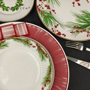 Real sublimación hueso China viejo país blanco porcelana en blanco rosa boda platos <span class=keywords><strong>vajilla</strong></span> conjunto de cerámica para el hogar Navidad - Product Image 2