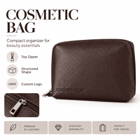 Pochette de maquillage structurée en cuir PU personnalisée, étui de rangement pour cosmétiques, organiseur de beauté de voyage, sac de maquillage avec logo