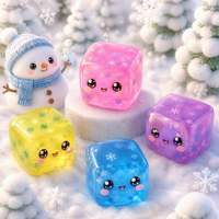 Squishies anti-stress scintillants en forme de glaçon, multicolores, cubes de 5 cm, vente en gros, approvisionnement en vrac transfrontalier, jouets sensoriels pour les 8 ans et plus