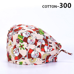 Nouveau design Casquettes d'infirmière unisexes à nouer avec impression de personnages de Noël Chapeaux de gommage chirurgical Casquette de gommage pour hôpital - Product Image 6