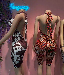 Abbigliamento Estivo da <span class=keywords><strong>Donna</strong></span>, Sexy <span class=keywords><strong>Tuta</strong></span> Aderente con Stampa <span class=keywords><strong>Leopardata</strong></span>, Halter Senza Schienale, Jumpsuit Aderente per Ragazze - Product Image 3