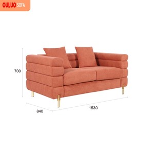 <span class=keywords><strong>Canapé</strong></span> <span class=keywords><strong>2</strong></span> <span class=keywords><strong>places</strong></span> OULUO en terre cuite moderne - <span class=keywords><strong>Canapé</strong></span> de salon élégant et minimaliste avec pieds en métal doré - Product Image 5