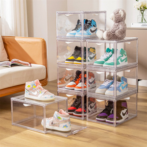 Acrylic Plastic Transparent Sneaker Drop Front Acrylic Drawer Type Magnetic Clear Shoe Box