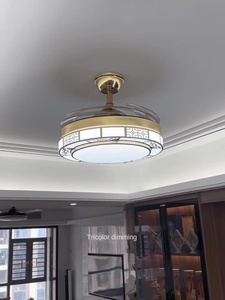 New <b>Light</b> Luxury Invisible LED Ceiling Fan Modern Casual Bedroom Crystal Fan <b>Lamp</b> Integrated Frequency Conversion - Product Image 5