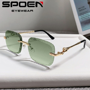 Lunettes de soleil sans monture dégradées UV400, rectangulaires, unisexes, protection solaire, mode adulte - Product Image 5