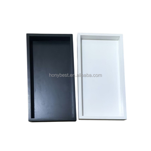 Plateau rectangulaire long et étroit noir décoratif <span class=keywords><strong>en</strong></span> <span class=keywords><strong>bois</strong></span>, <span class=keywords><strong>porte</strong></span>-bougie, centre de table, plateau à souvenirs sans poignée pour la décoration de la maison et du bar à café - Product Image 1
