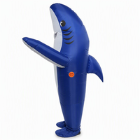 Costume de Requin Gonflable 4 Couleurs – Tenue Complète Amusante avec Ventilateur et Fenêtre en Maille pour Halloween, Fêtes à la Piscine et Cosplay