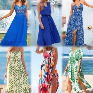 Lot de robes d'été imprimées pour femmes, style halter, pour les vacances, vente en gros, surplus de stock, vêtements de commerce - Product Image 2