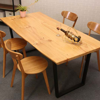 Meubles en bois de fer de table basse en bois/pin bois dalle couleur foncée restaurant table à manger ensemble