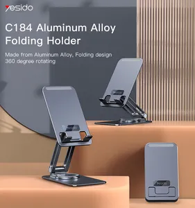 YESIDO New Design 360 Rotating Phone Holder Aluminum Alloy Folding Phone Holder On The Table