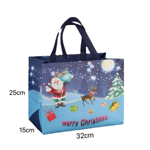 Christmas Star Themed Non Woven Reusable <b>Tote</b> Shopping <b>Bag</b> Cartoon Gift <b>Bag</b> With Handle - Product Image 2