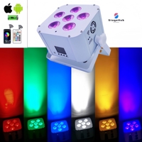 Projecteur LED plat 6-en-1 alimenté par batterie 6x18W RGBWAUV avec contrôle DMX512 sans fil 2,4 GHz pour DJ, discothèque et éclairage de scène