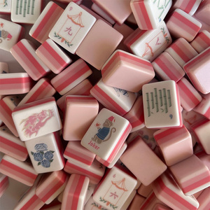 Juego de Mahjong Americano Acrílico Rosa de <span class=keywords><strong>4</strong></span> Capas, 160 Fichas con Jokeres Adicionales, Puntos, Rayos, Vientos y Flores - Product Image 6