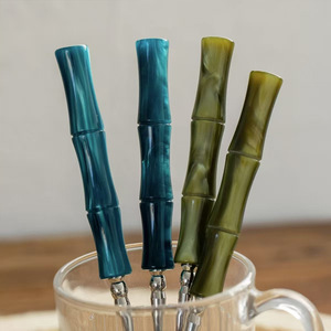 Mới độc đáo Nhựa Tre xử lý Bạc nĩa dao muỗng spreader thép không gỉ tre thiết lập dao kéo - Product Image 4