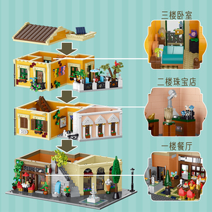 XMORK 10216 Briques de construction de supermarché et d'hôtel Roman Corner, scène de rue moderne de la ville, jouet assemblé pour garçons et filles à collectionner - Product Image 3