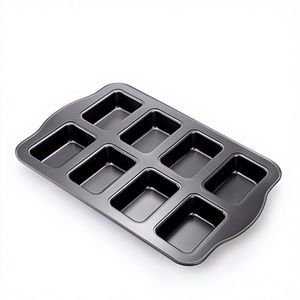 MIXWARES 8-Cavity Non-Stick Oven Safe Loaf Baking Pans Tiny Banana Bread &amp; Heavy Duty Carbon Steel <strong>Brownie</strong> <strong>Tin</strong> Dark Grey - Product Image 2