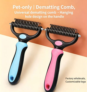 Outil de démêlage professionnel et écologique pour animaux de compagnie, peigne à double face pour <span class=keywords><strong>chien</strong></span> et chat, élimine les nœuds et les poils lâches, <span class=keywords><strong>brosse</strong></span> de toilettage douce - Product Image 6