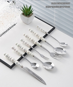 Ensemble de couverts en céramique de luxe léger avec manche en perle, couteau, fourchette, cuillère, vaisselle créative, haut niveau d'apparence, style occidental - Product Image 2