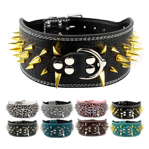 Handmade sharp <strong>Spikes</strong> studded 3 Inch Large Training <strong>Dog</strong> Spiked <strong>Collar</strong>