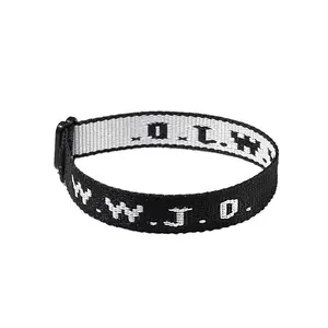 2404 Custom W.W.J.D. Letter Jacquard Print Wrist Band Webbed Woven WWJD Adjustable Bracelet